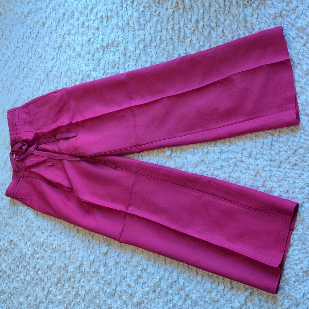 Ann Taylor Studio Collection Belted Wide Leg Pant Bright Petunia Size 2 Women's